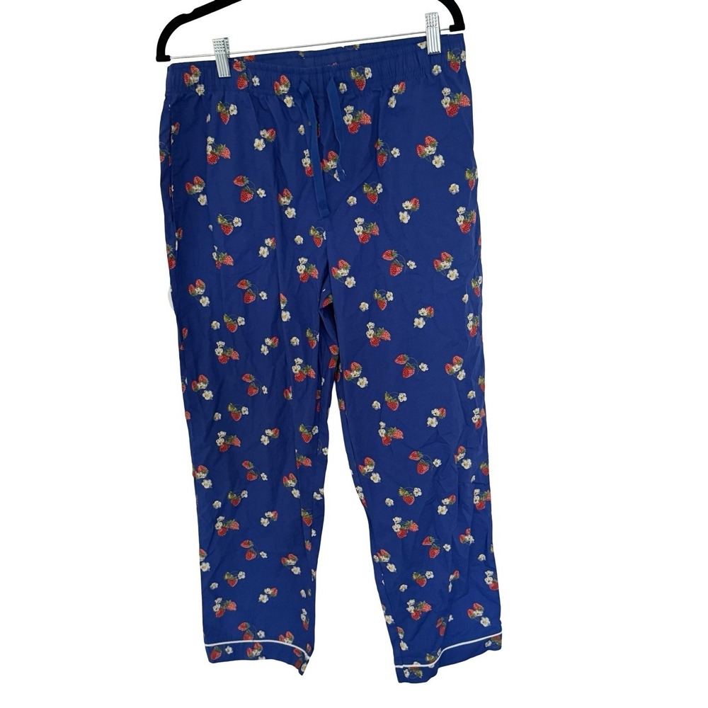 Ella Simone pj bottoms Womens Medium Percale Strawberry Floral Cottage